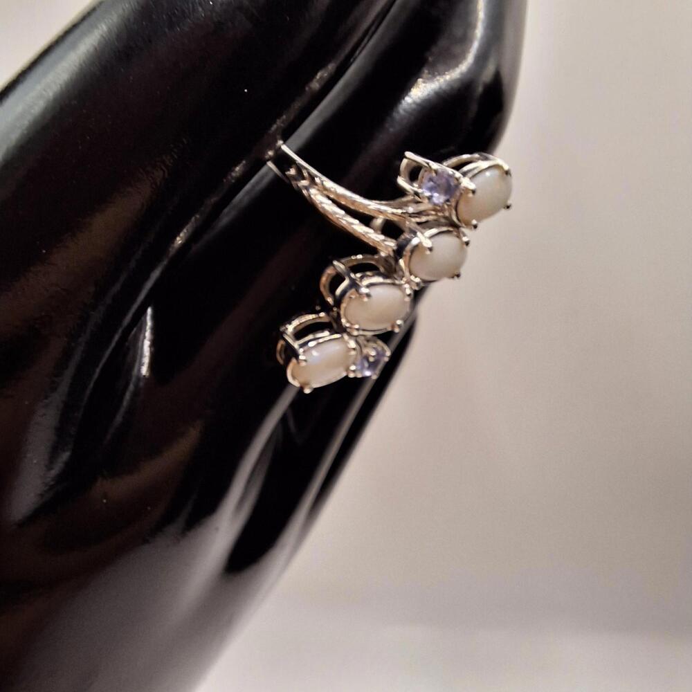 925 Sterling Silver Ring Fire Opal Tanzanite Gems… - image 5